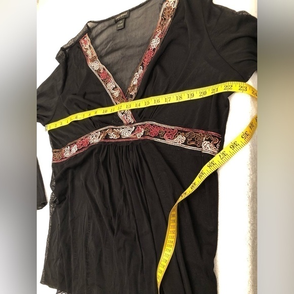 Lane Bryant Sheer Black Pink Babydoll VNeck Long Sleeve Blouse Top Size 18/20 - Picture 12 of 16